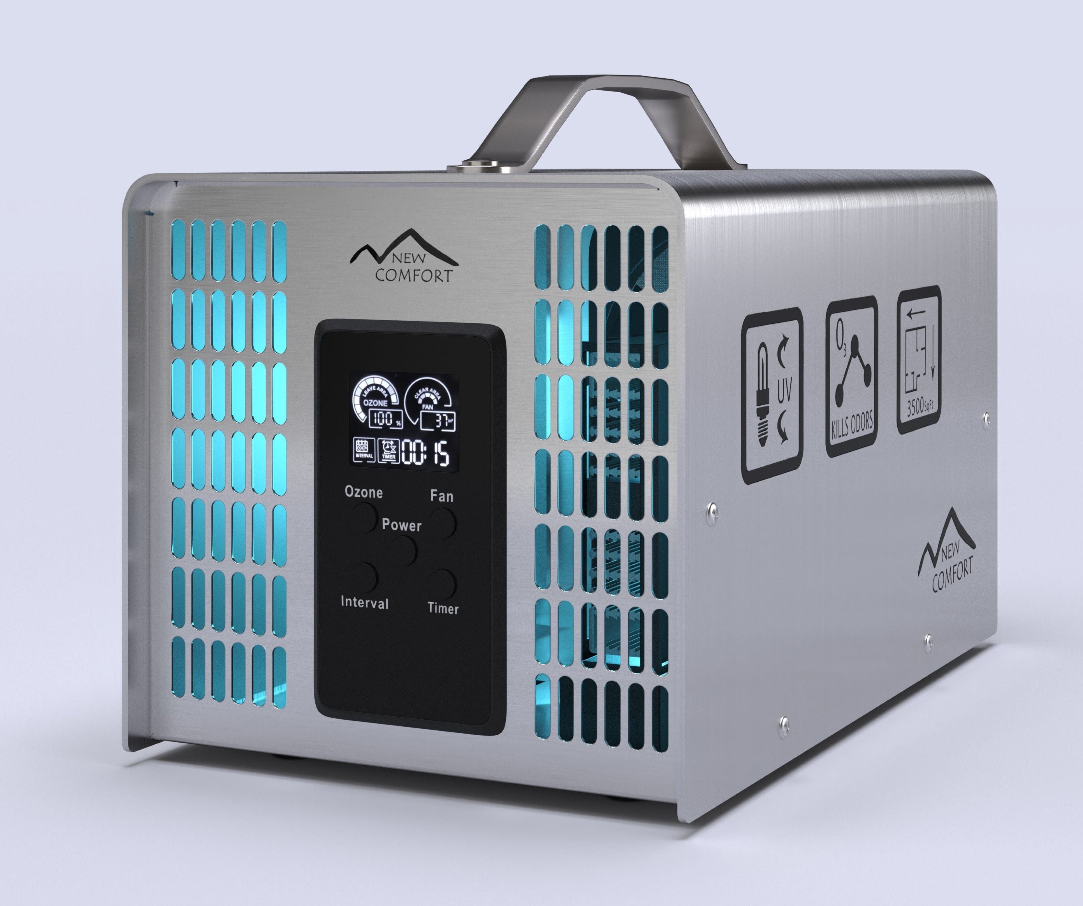High-Capacity 9,000-14,000 mg/hr Commercial Ozone Generator & Air Purifier - Stainless Steel, Quiet Operation for Home, Office, Restaurant, and Industrial Air Purification