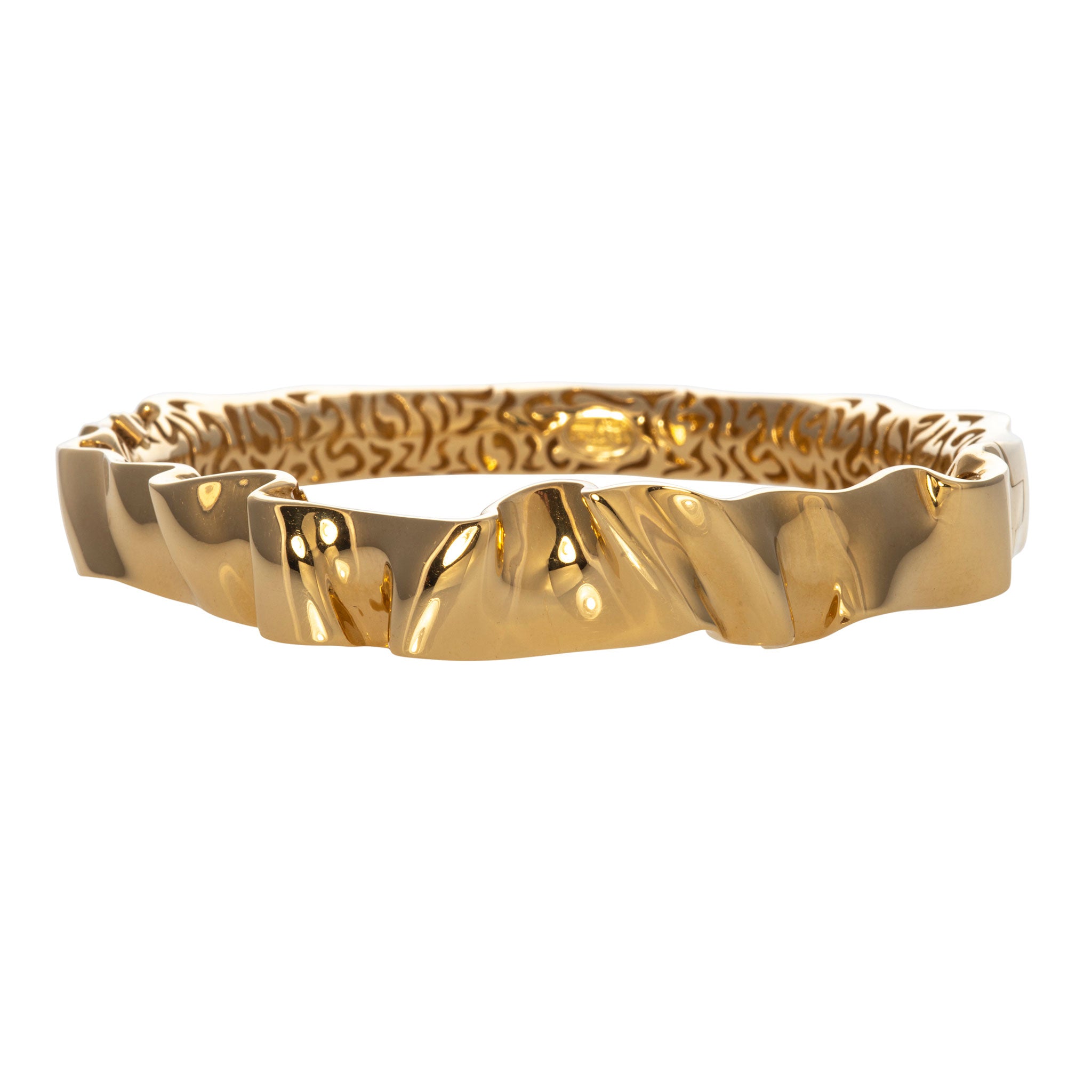 18K Yellow Gold Italian Ribbon Bangle Bracelet for Women - Elegant Stackable Jewelry Gift for Birthday, Anniversary & Special Occasions