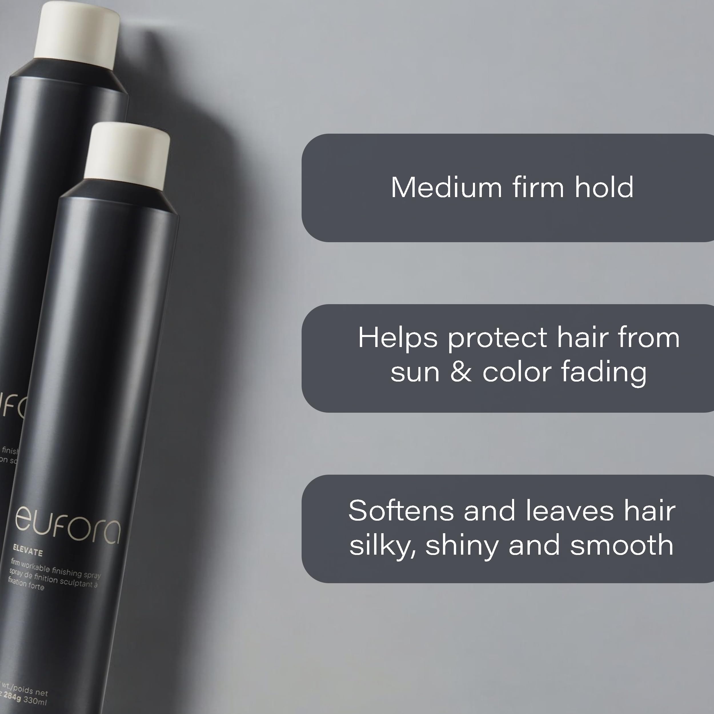 Eufora Elevate Firm Workable Finishing Hair Spray - 10 Oz for Strong Hold & Shine - Perfect for Styling, Volume & All-Day Hold