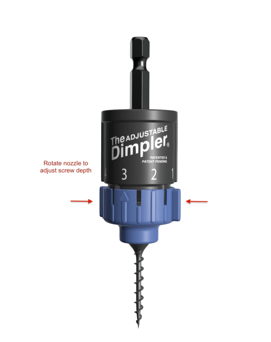 Adjustable DIMPLER® Drywall Bit - Magnetic Screw Holder for Electric & Impact Drills - Convert to Drywall & Deck Screw Gun - Ideal for Home Renovation & Construction Projects