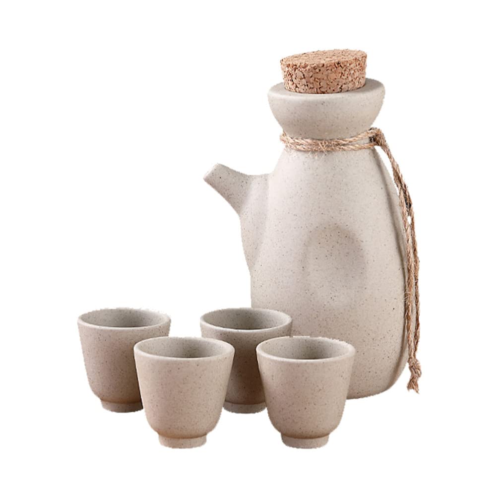 Premium Ceramic Sake Set - Traditional Japanese Sake Pot & Cups for Wine, Sake & Liquor Storage - Elegant Multi-Functional Ceramic Wine Kettle & Holder - Perfect for Home Bars, Japanese Restaurants & Gift Giving