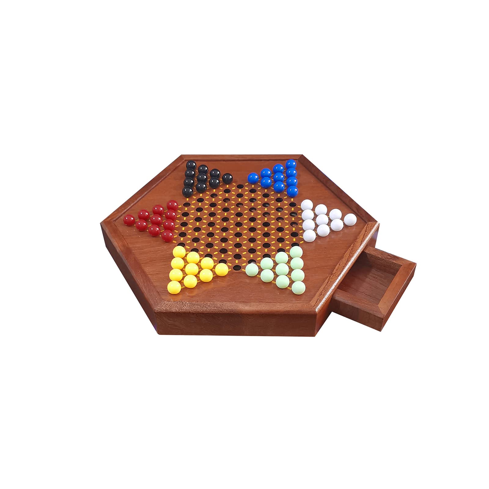Premium Wooden Chinese Checkers Board Game Set with 60 Glass Marbles + 12 Spares | Drawer Storage Design | Family Fun Strategy Game for Kids & Adults (20.6 Inch) | Perfect for Family Game Nights, Birthday Gifts & Indoor Entertainment