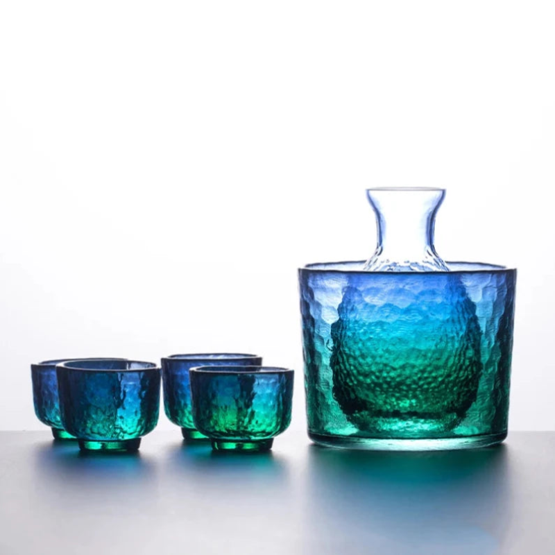Exquisite Peacock Sake Jug Set - Traditional Japanese Ceramic Sake Set with 2 Cups - Perfect for Sake Tasting, Japanese Tea Ceremony & Home Decor