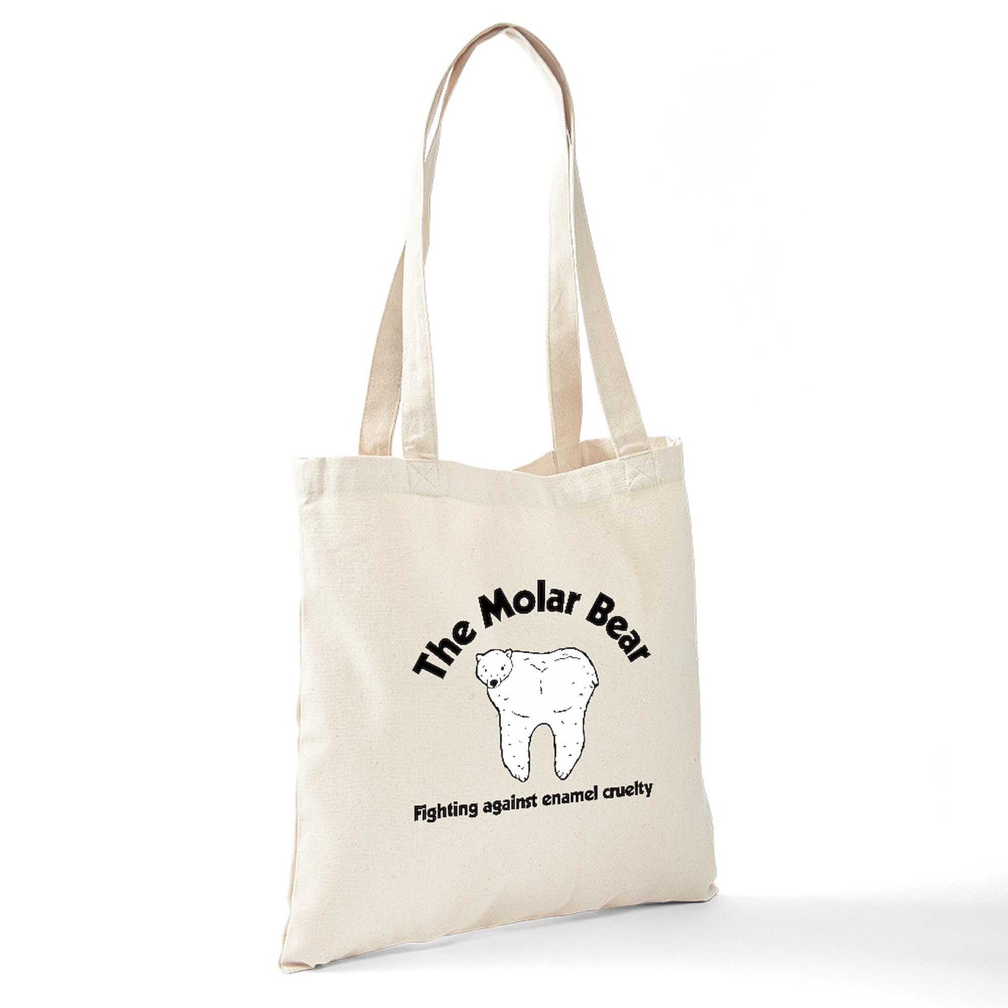 CafePress The Molar Bear Canvas Tote Bag - Eco-Friendly Reusable Shopping Bag for Groceries, Beach & Daily Use