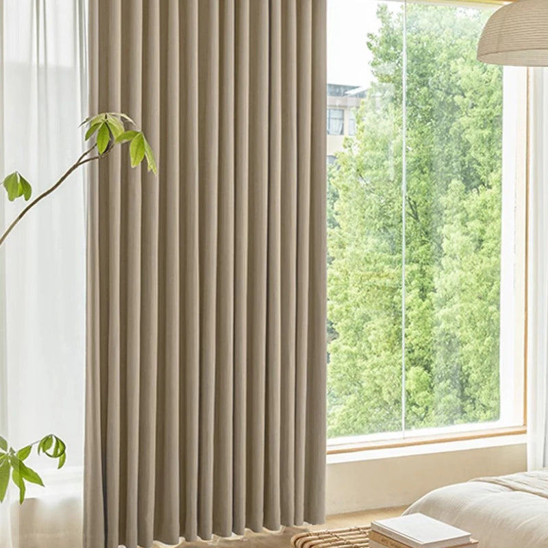 Natalie Chenille Crinkled Minimalist Room Darkening Custom Curtains - Blackout Window Drapes for Bedroom, Living Room & Home Decor