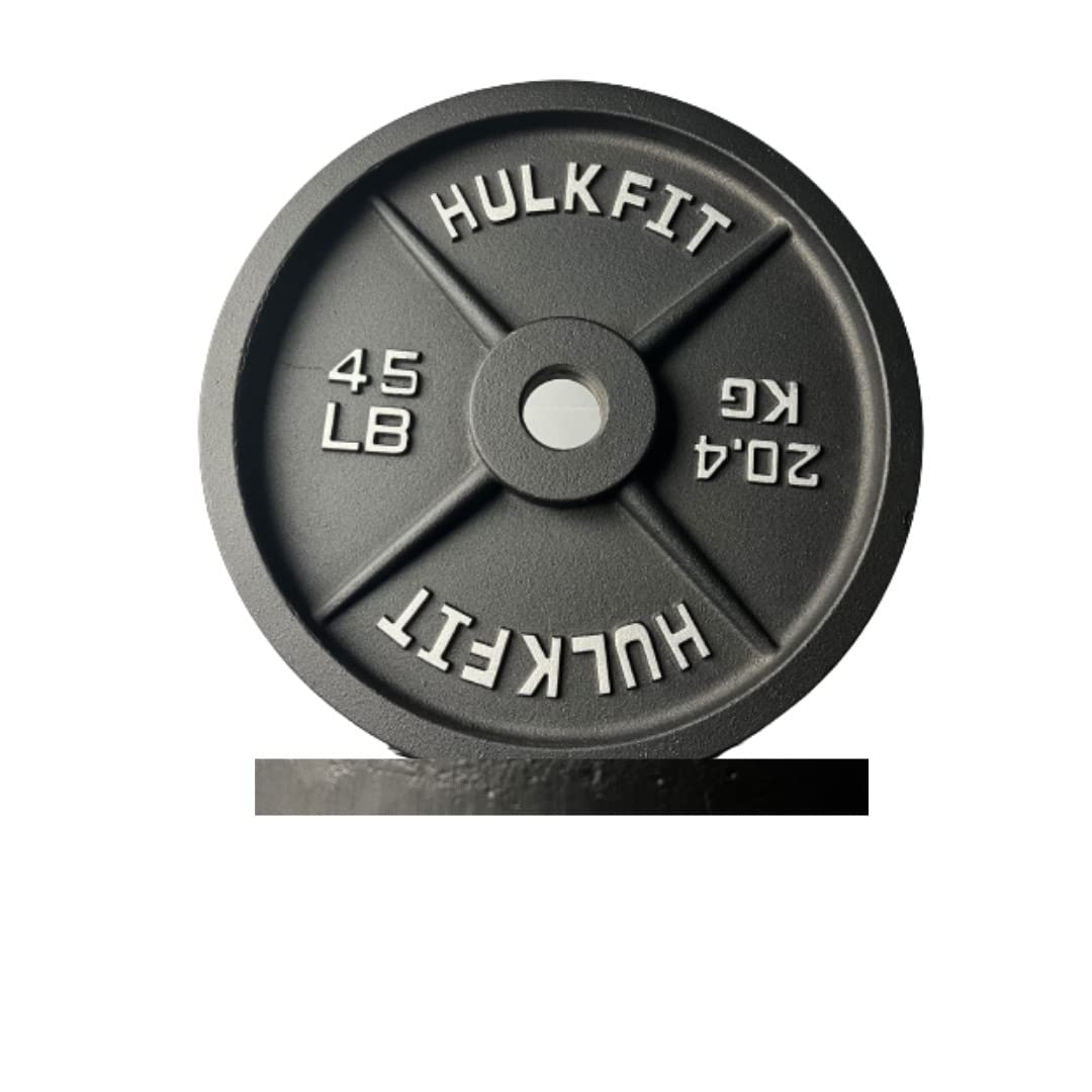 HULKFIT 2 Inch Olympic Steel Weight Plates Set for Barbell Training - Black - Perfect for Home Gym, CrossFit & Strength Training Workouts