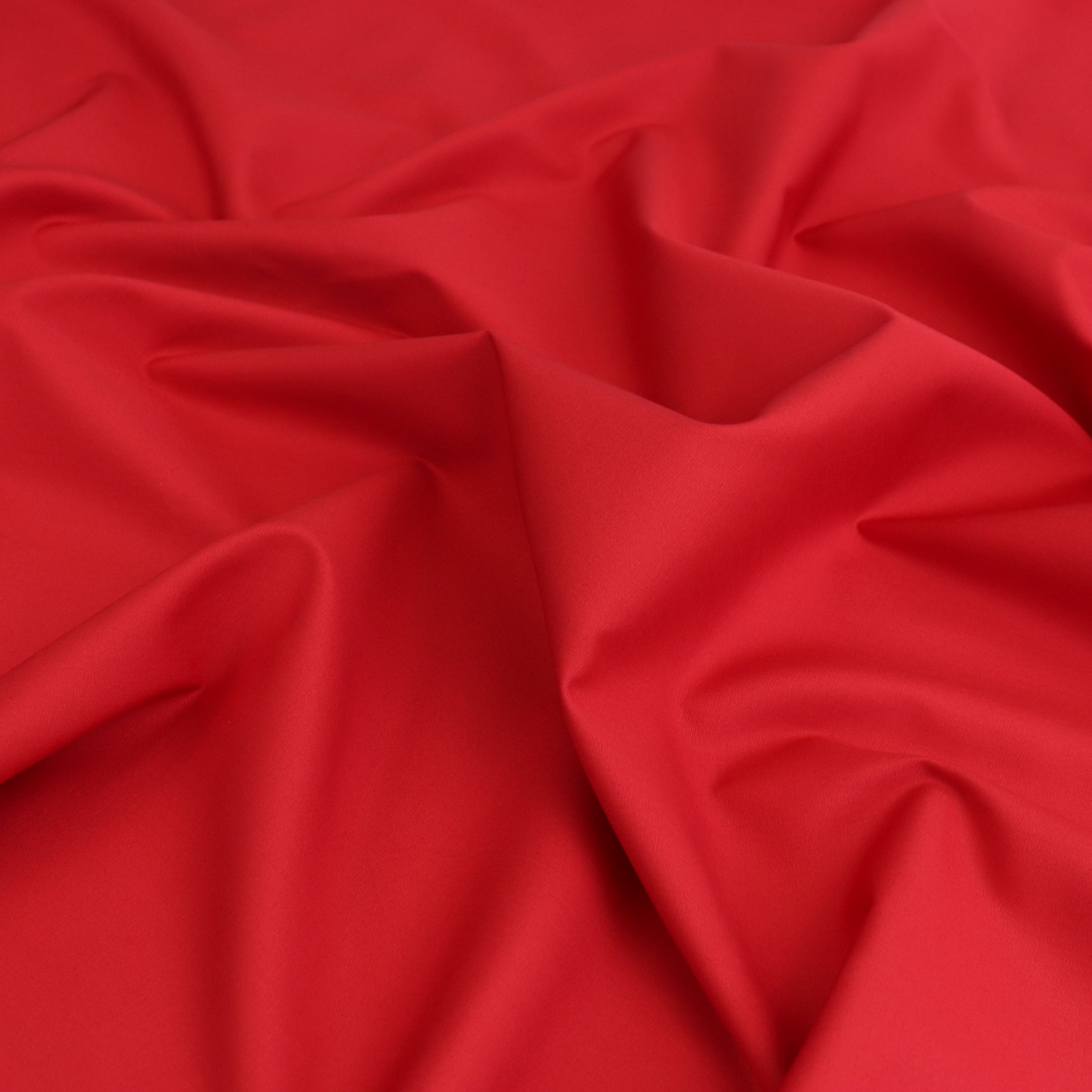 Organic Cotton Poplin Fabric - Poppy Red - Premium Soft & Breathable Material for Dresses, Shirts & DIY Sewing Projects