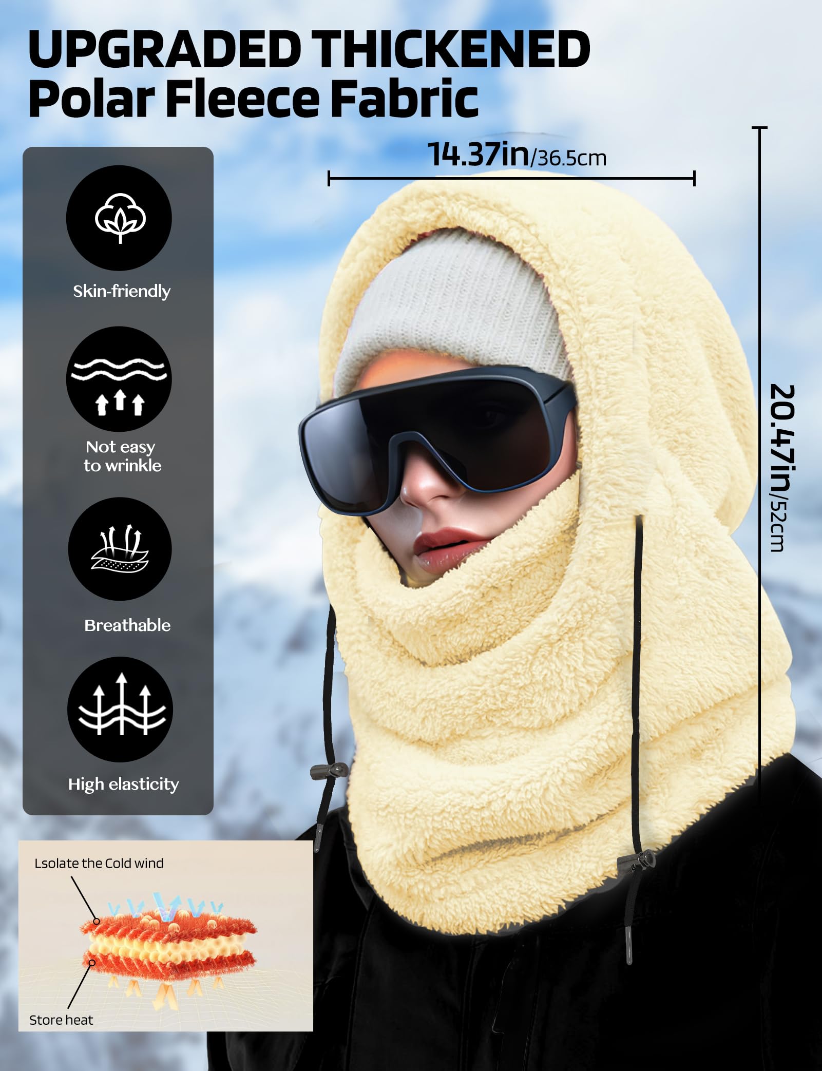 Balaclava Face Mask for Men & Women - Windproof Fleece Ski Mask, Winter Hat & Neck Warmer - Perfect for Skiing, Snowboarding, Motorcycling & Outdoor Activities