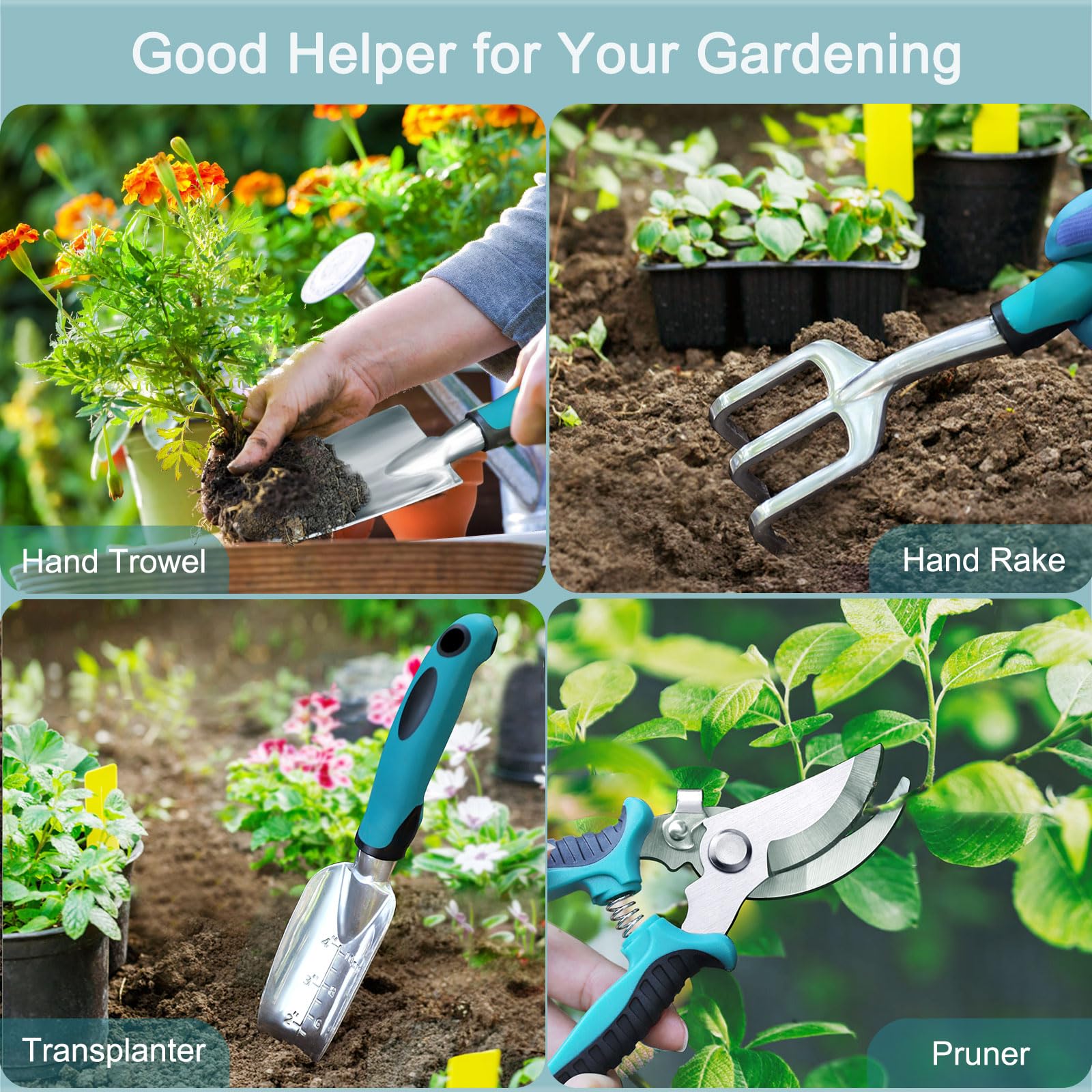 Kynup 7-Piece Stainless Steel Gardening Tools Set - Rust-Proof Aluminum Alloy Hand Tools for Planting, Weeding & Pruning - Perfect Garden Gift for Home, Backyard & Outdoor Use