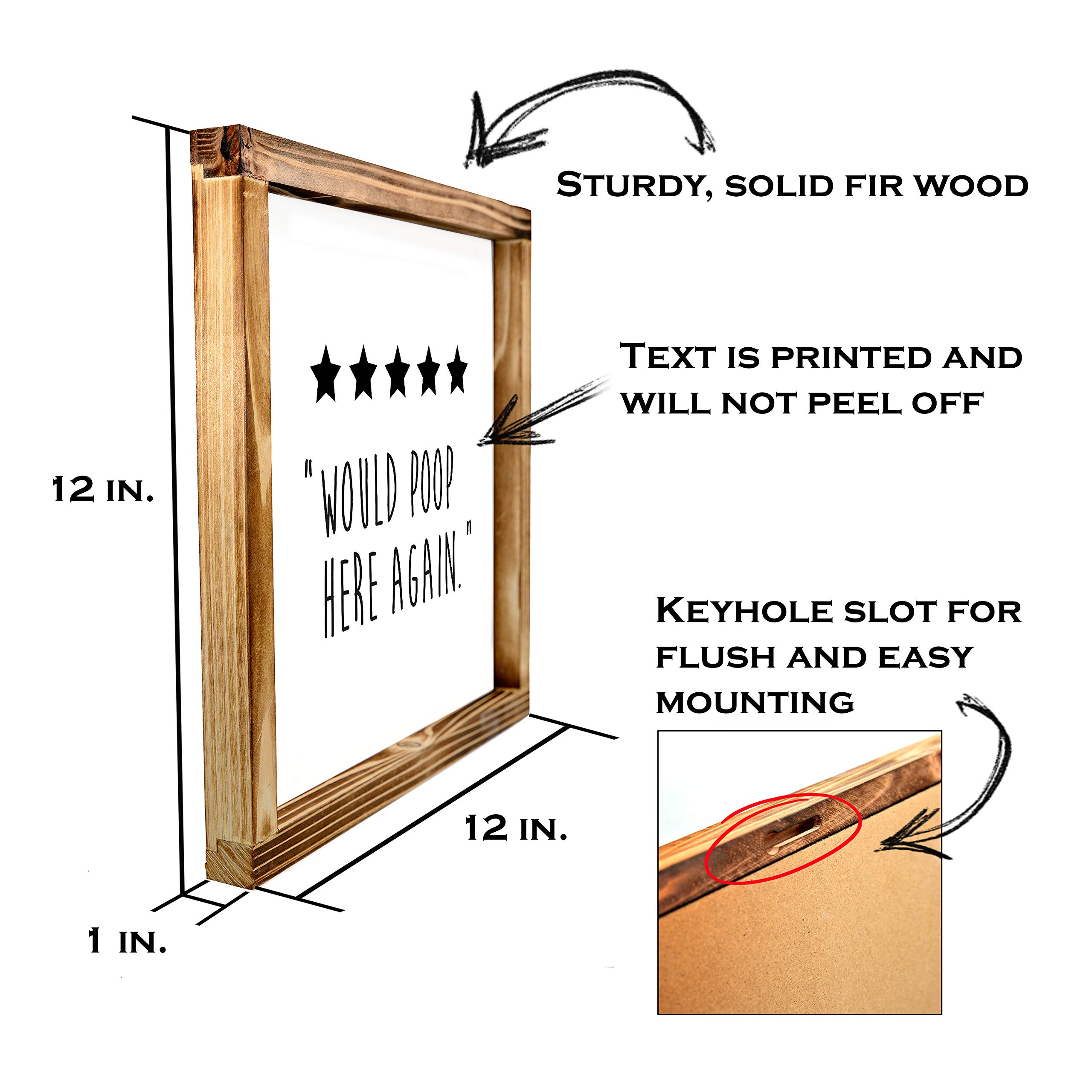 Funny 5 Stars Would Poop Here Again Bathroom Sign - Farmhouse Wall Decor for Bathrooms
