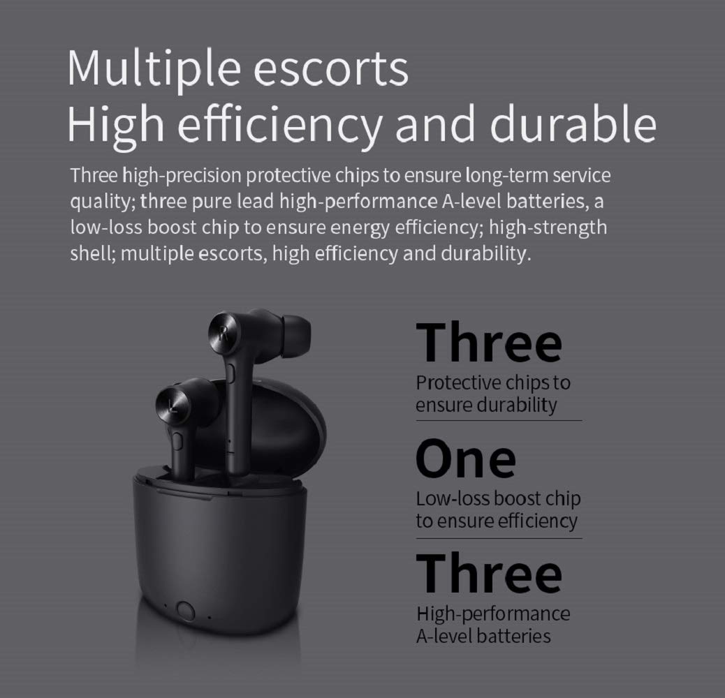 Bluedio Hurricane-HI Wireless Bluetooth 5.0 Earbuds with Face Recognition - True Wireless Sports Earphones with Charging Case & Built-in Mic for Running, Gym & Workout (Black) - Perfect for Commuting, Travel & Active Lifestyle