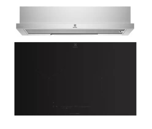 Electrolux ECP9541X 90cm UltimateTaste 300 Pull Out Extractor Hood & EHI8255BE 80cm UltimateTaste 700 Built-In Induction Hob with 2 Cooking Zones - Premium Kitchen Appliances for Modern Home Cooking