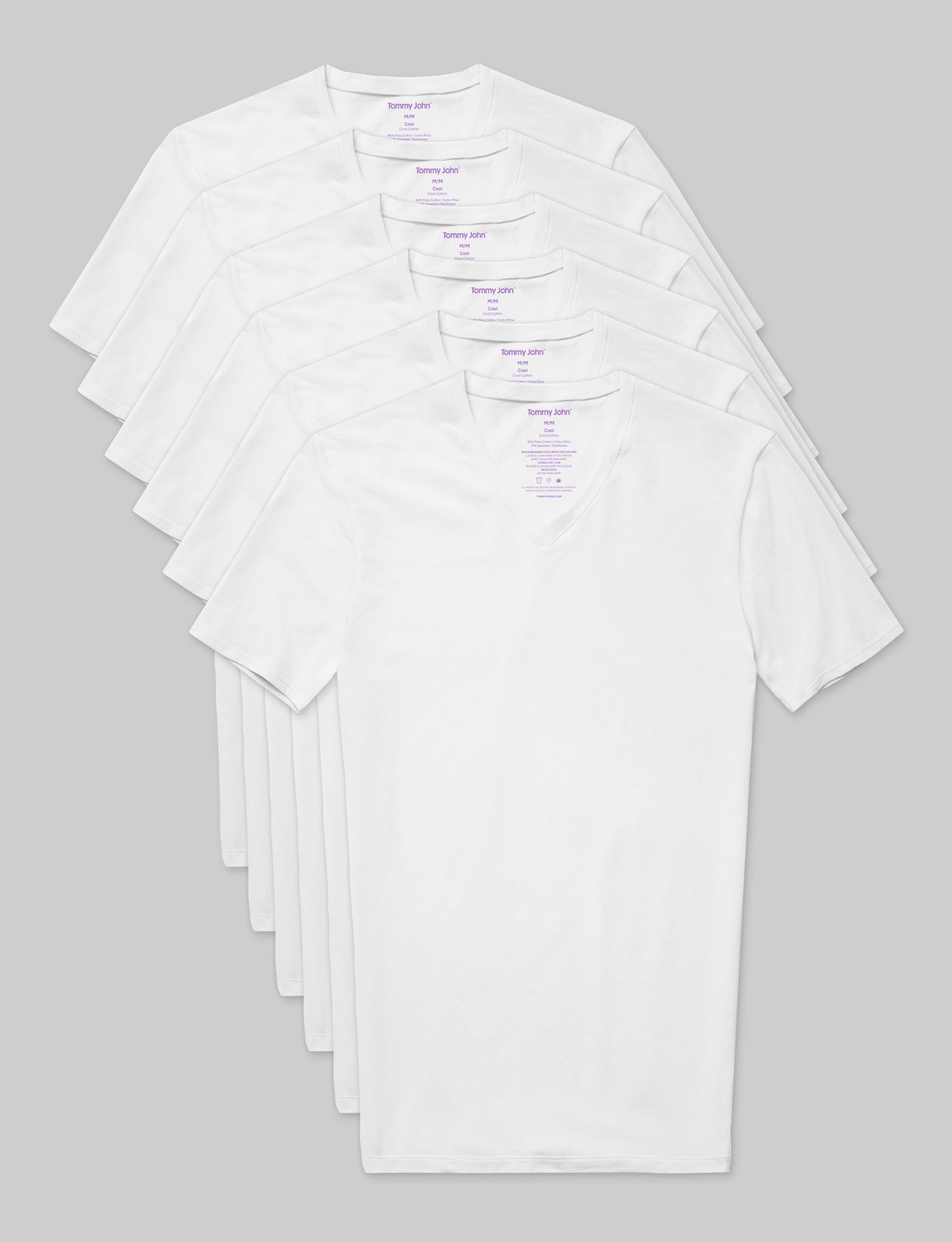Cool Cotton High V-Neck Undershirt for Men - 6 Pack Stay-Tucked Comfort Fit - Perfect for Work, Gym & Everyday Wear