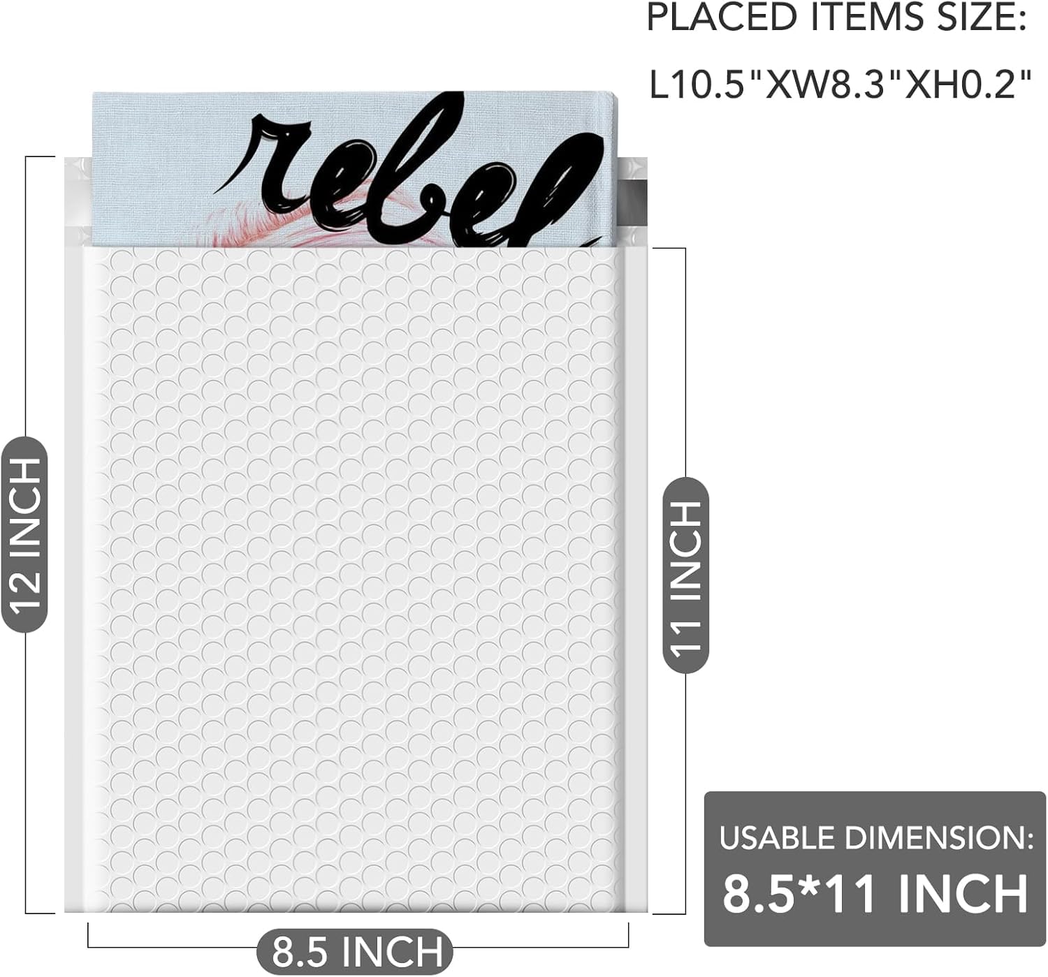 GSSUSA 8.5x12 Inch White Bubble Mailers 250 Pack - Large Padded Self-Seal Envelopes with Strong Adhesion for Shipping Clothes, Magazines, Books & Small Items - Perfect for Ecommerce, Amazon FBA & Online Sellers