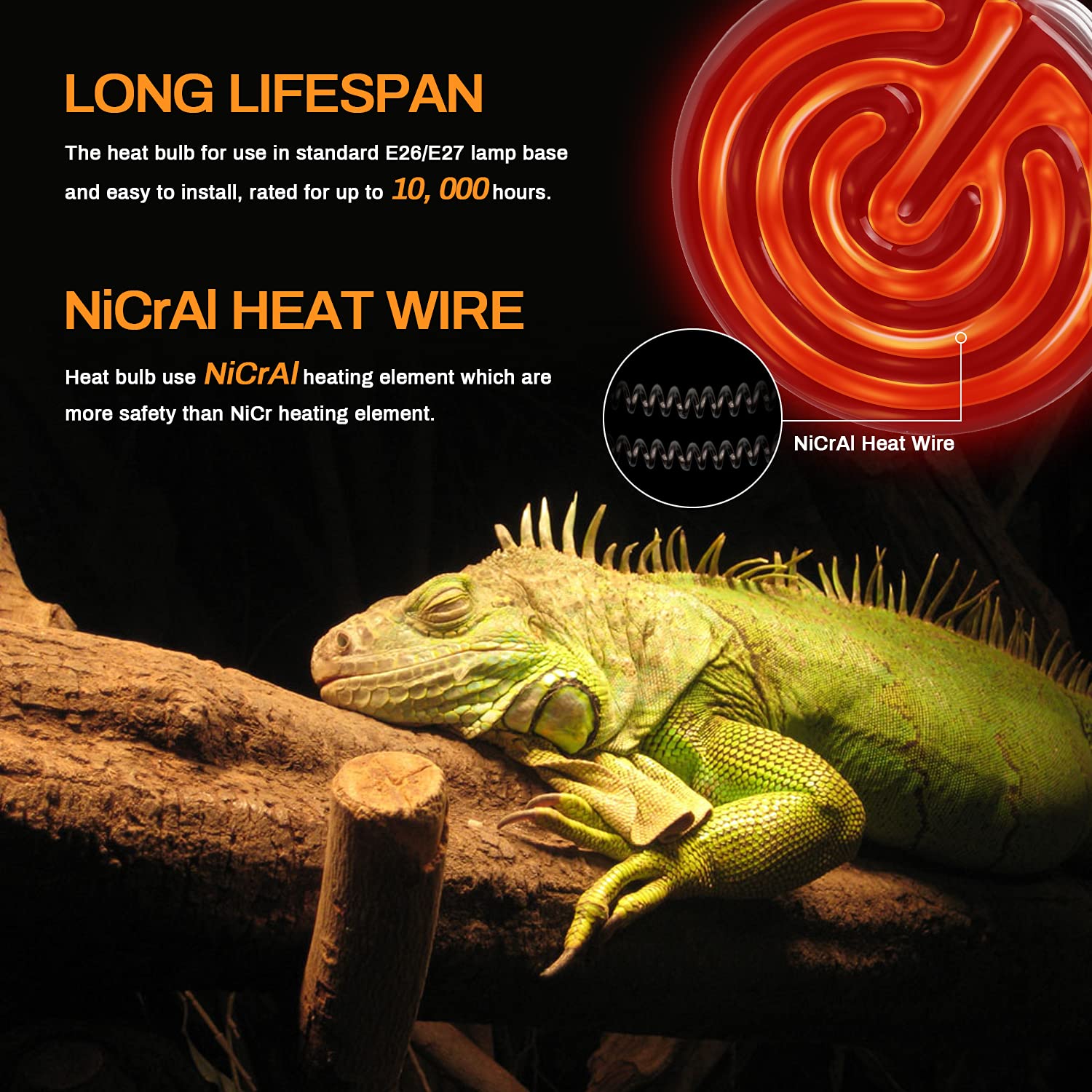 150W Ceramic Heat Emitter Bulb for Reptiles - No Light Reptile Heat Lamp with Free Digital Thermometer - Ideal for Turtles, Lizards, Snakes, Chicken Coops & Aquarium Tanks - Perfect for Terrariums, Brooders & Pet Habitats