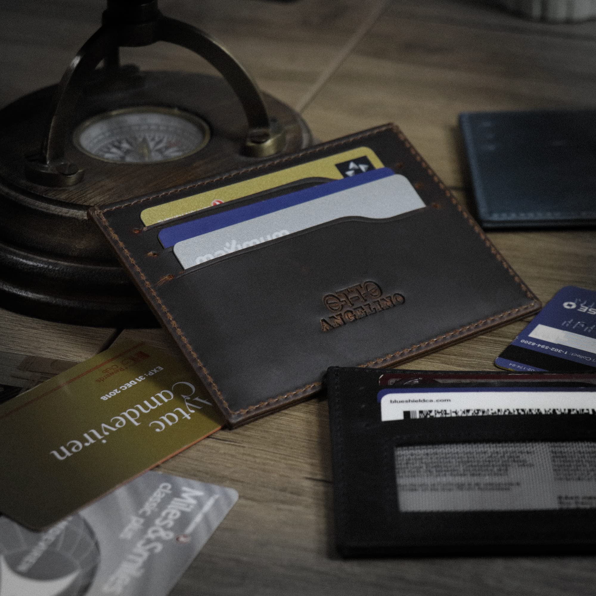 Genuine Leather Ultra Slim Minimalist Cardholder Wallet for Men & Women - RFID Blocking, 6 Card Slots - Perfect for Travel, Business & Everyday Use