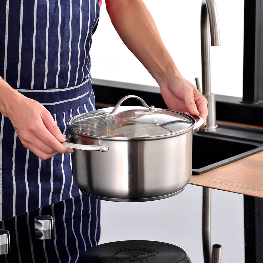 Premium Chef's Choice Non-Stick Stainless Steel Cookware Set - 10-Piece Kitchen Essentials for Professional Cooking & Home Chefs | Perfect for Sautéing, Frying & Everyday Meal Prep
