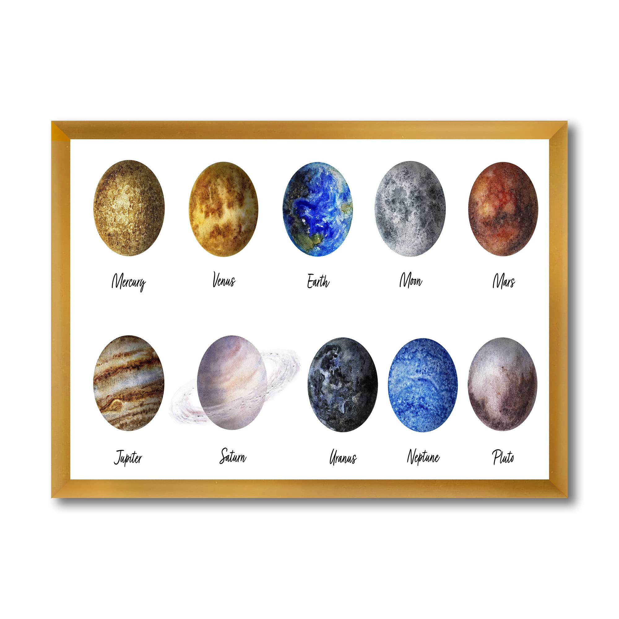 DesignQ All Planets United Modern Framed Wall Art - Solar System Decor for Living Room, Bedroom & Office - Space Themed Home Decor for Astronomy Lovers
