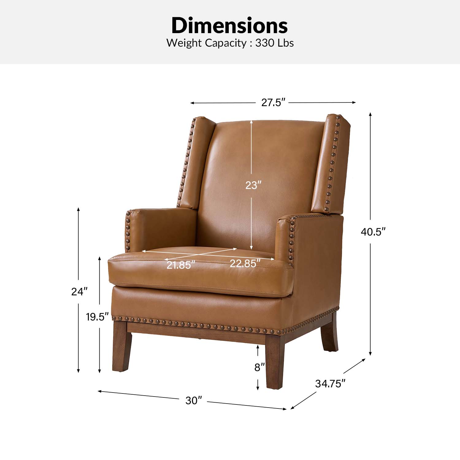 Genuine Leather Mid Century Modern Accent Chair - Rosa Design for Living Room, Office & Lounge - Stylish & Comfortable Seating