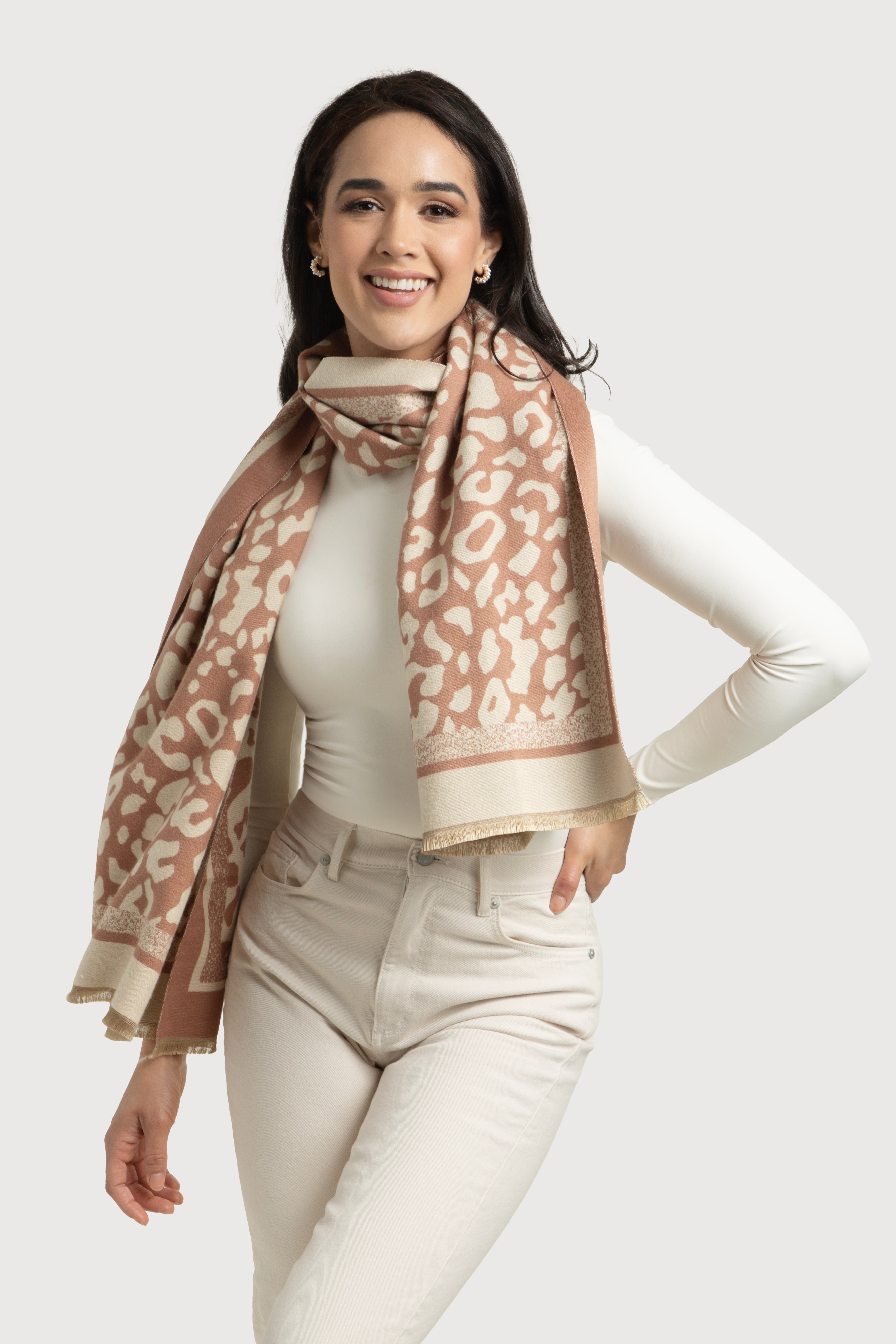 Two Tone Leopard Print Reversible Scarf - Soft Winter Fashion Accessory for Women - Perfect for Cold Weather, Outfits & Gift Giving