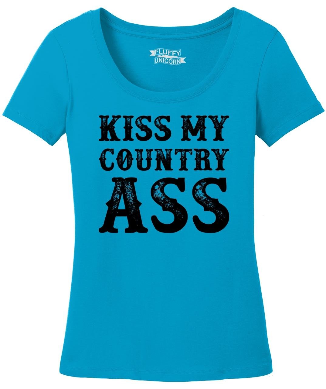 Funny Redneck T-Shirt for Women - 'Kiss My Country Ass' Comical Country Song Tee - Perfect for Concerts, Parties & Casual Wear