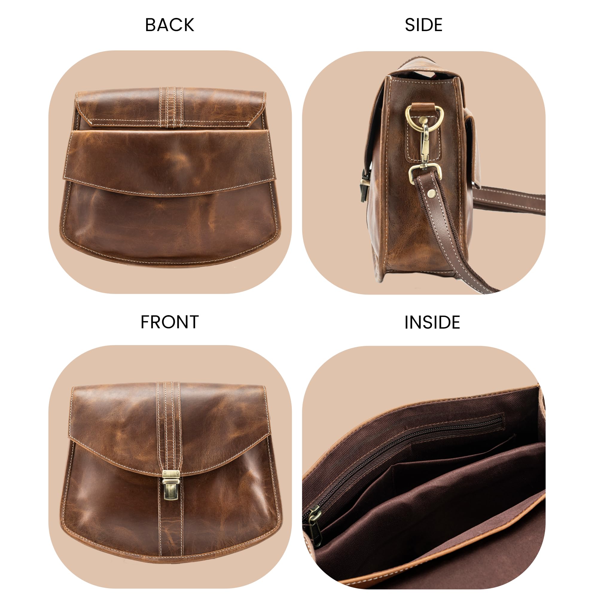 Premium Handmade Leather Crossbody Bag for Women - Stylish Sling Satchel & Travel Purse - Perfect for Daily Use, Work, and Weekend Adventures