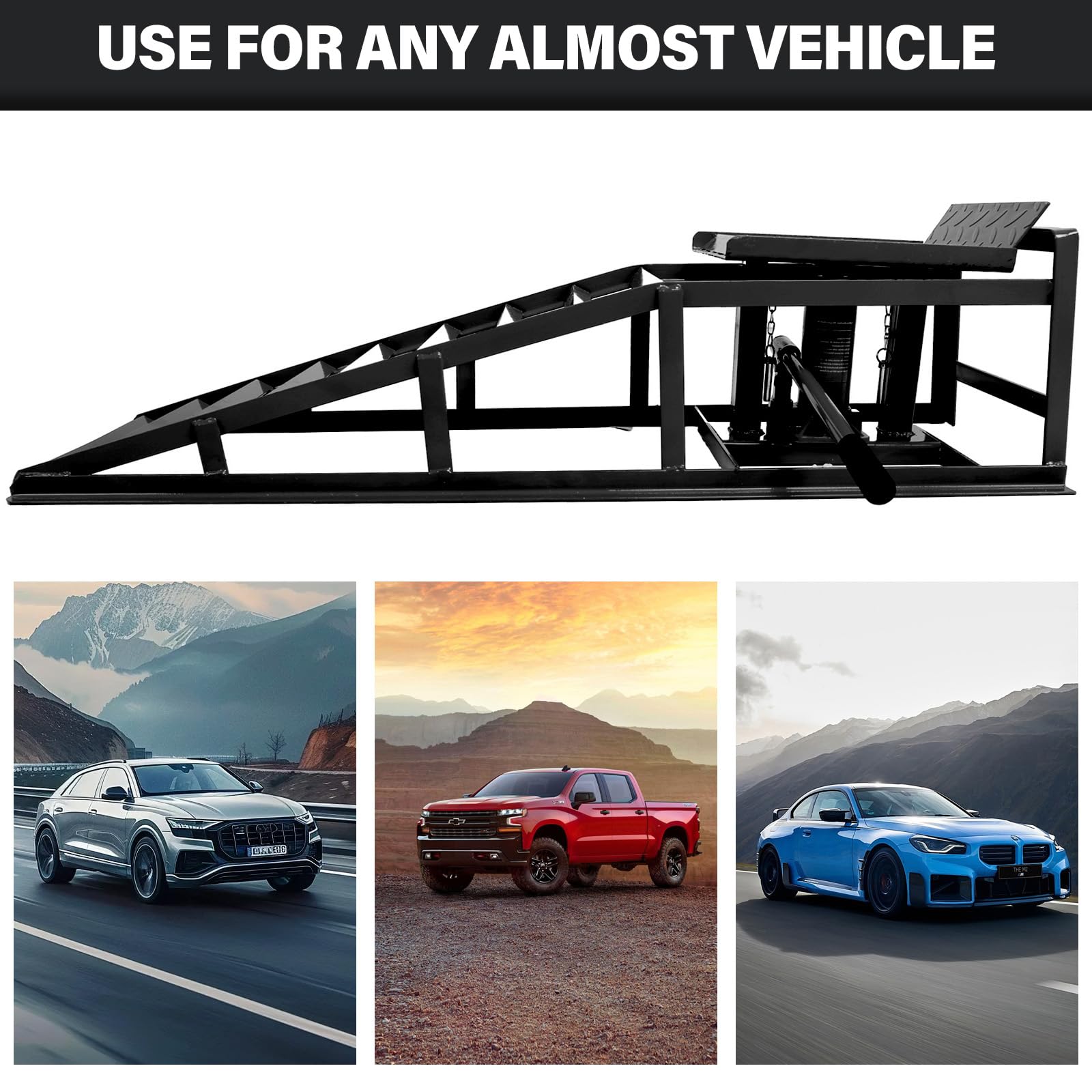 Heavy Duty Hydraulic Car Ramps - 2PCS 5 Ton (10,000 LBS) Portable Vehicle Lift for Auto Repair | High Lift Car Ramps for Home Garage & Professional Use | Perfect for Oil Changes, Tire Rotation & Underbody Maintenance