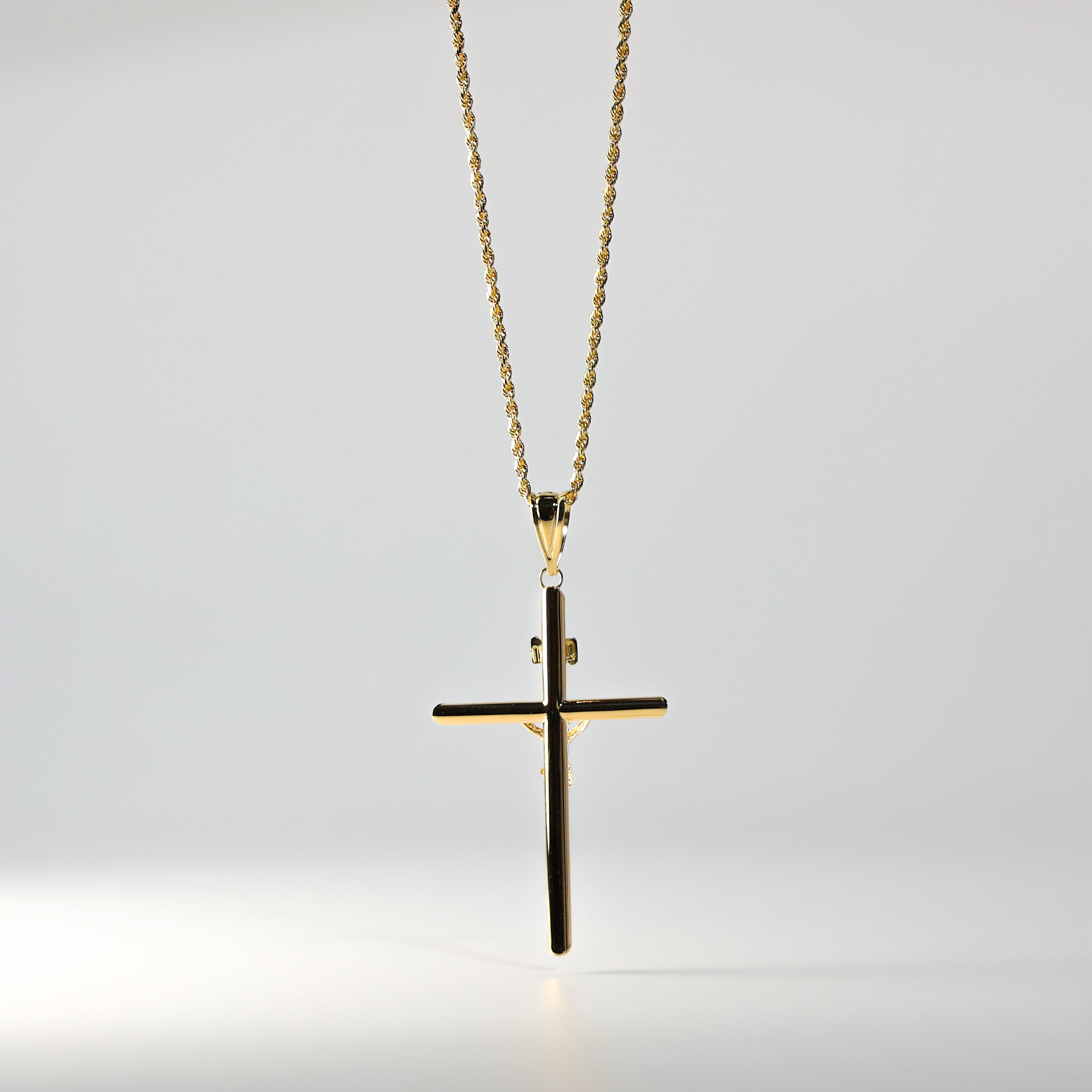 18K Gold Large Crucifix Cross Pendant Necklace for Men - Religious Jewelry Gift for Baptism, First Communion & Confirmation - Elegant Christian Cross Pendant for Everyday Wear