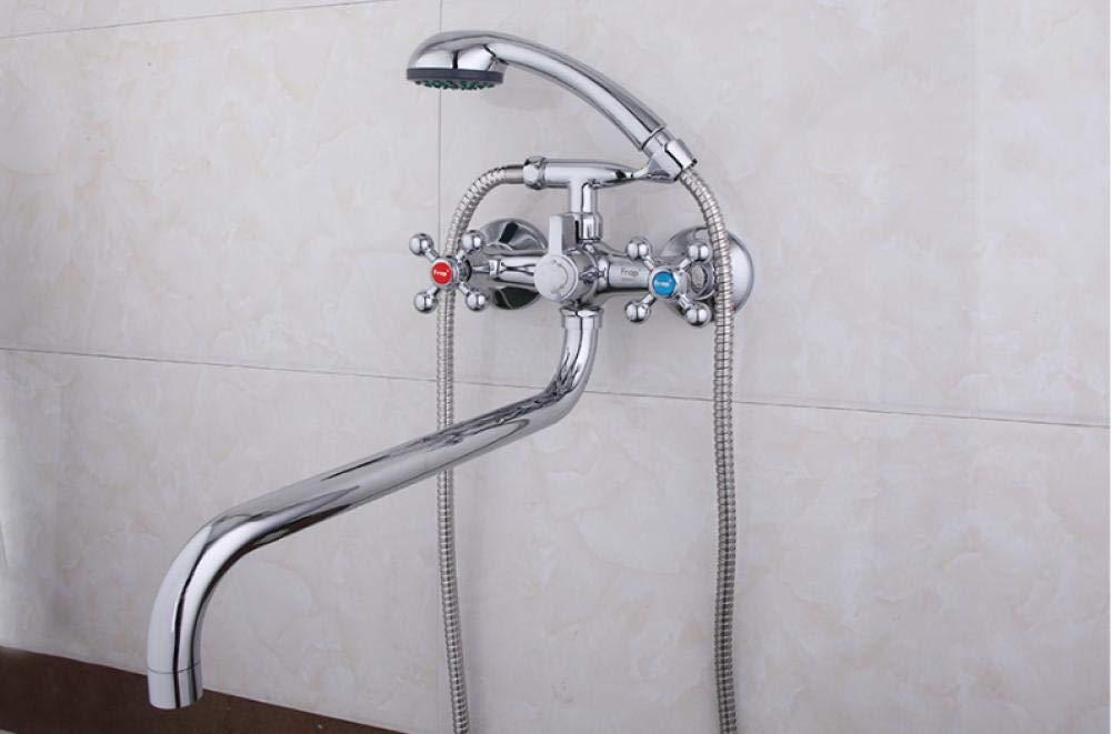 Wall Mounted Shower Set - Dual Handle Bathroom Faucet with 36cm Spout & Hand Shower for Kitchen & Bathroom | Perfect for Modern Homes & Spa-Like Showers