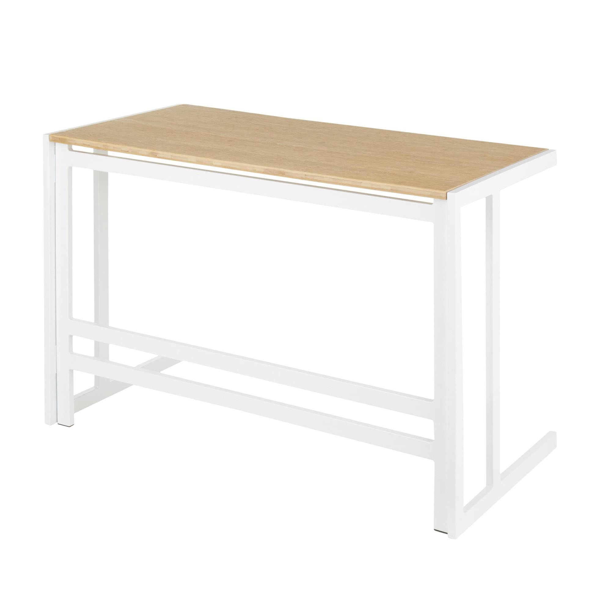 LumiSource Roman Natural Wood Desk - Home Office & Computer Desk, White Small Desk for Bedroom, Gaming & Farmhouse Style Workspace | Perfect for Remote Work, Study & Small Spaces