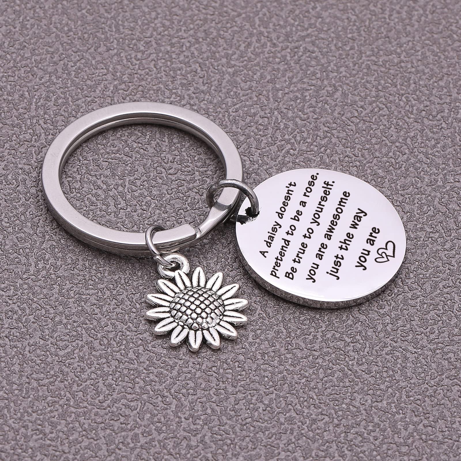 Daisy Keychain for Best Friends - Stainless Steel Friendship Jewelry - Perfect Gift for Daughter, Cousin & My Tribe - Daisy Lover Accessories for Everyday Carry & Special Occasions