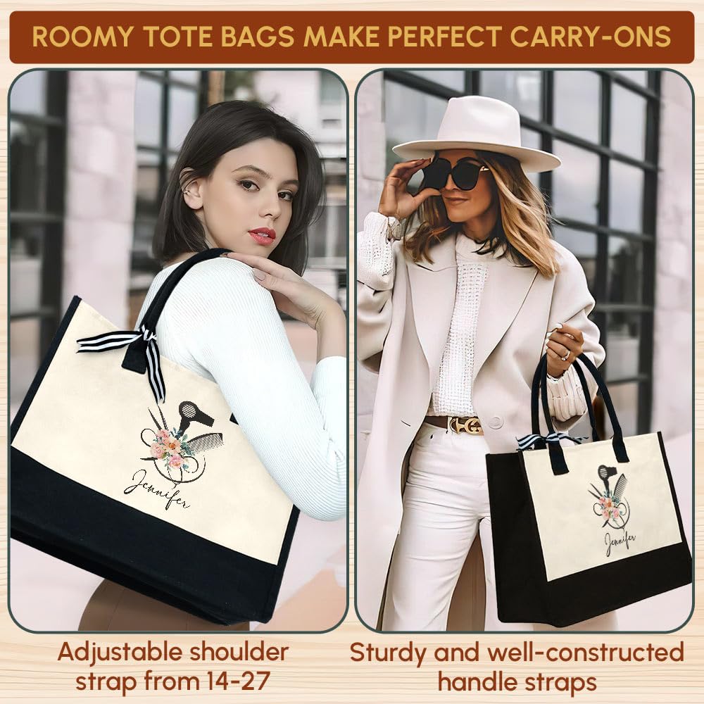 Personalized Hair Stylist Gift Ideas - 13oz Zippered Canvas Tote Bag for Salon Owners, Hairstylists & Beauticians | Perfect Birthday, Appreciation & Thank You Gifts for Women in Beauty Industry | Great for Salon Supplies, Travel & Everyday Use