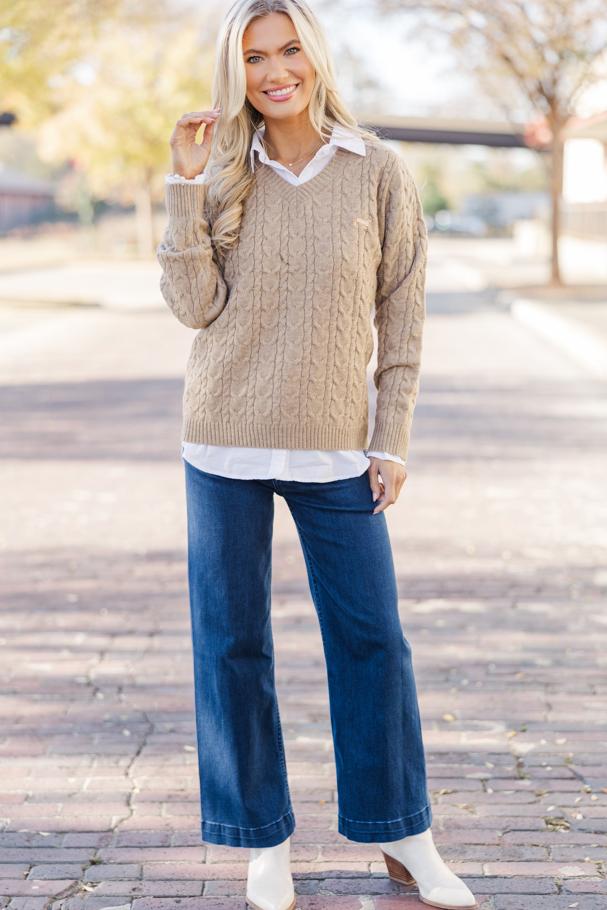 Stylish Taupe Dachshund Cable Knit Sweater for Women - Cozy Winter Pullover for Dog Lovers | Perfect for Casual Outings & Christmas Gifts