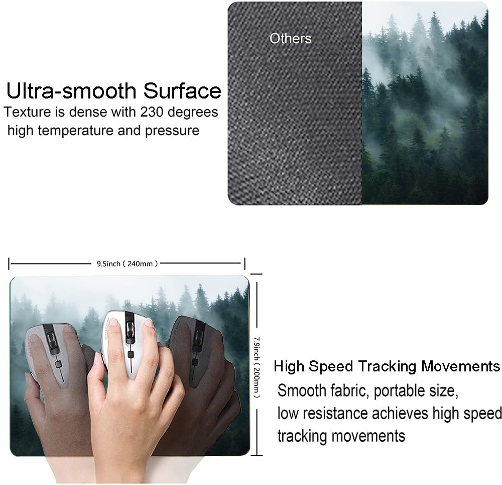 Premium Non-Slip Mouse Pad with Fog Forest Design - Waterproof Rubber Base Gaming & Office Desk Mat for Laptop/Computer - Perfect for Work, Gaming & Home Office Setup