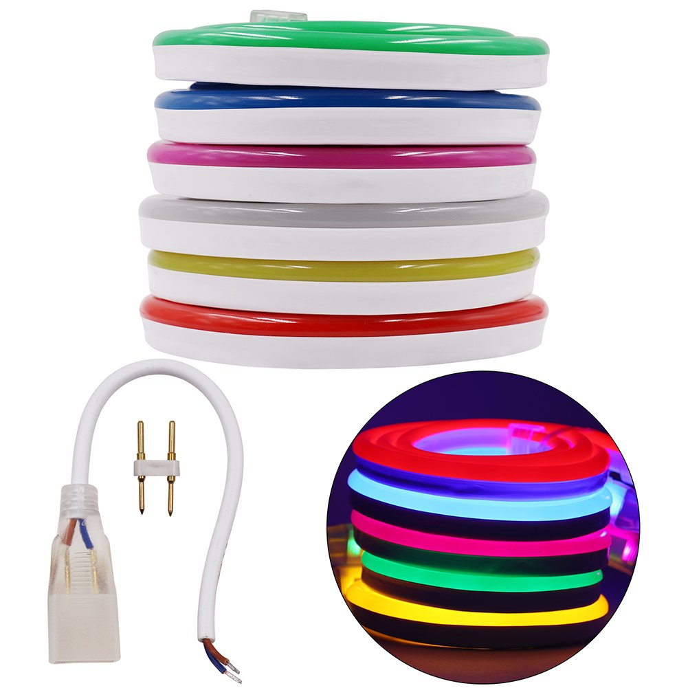XUNATA 50ft LED Neon Rope Light - 6000K Daylight White, Waterproof DC 12V with 1800 SMD 2835 LEDs | Flexible LED Strip Lights for Outdoor Garden, Patio, Party, Christmas & Thanksgiving Decorations (White) | Perfect for Landscape Lighting, Holiday Displays & Backyard Ambiance