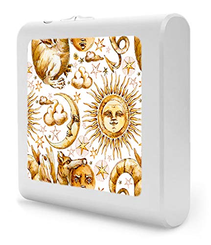 Dimmable LED Night Light with Auto On/Off Sensor - Adjustable Brightness, Warm White Light for Bathroom, Hallway, Nursery & Bedroom - Golden Moon Sun Dragon Design - Perfect for Nighttime Safety & Comfort