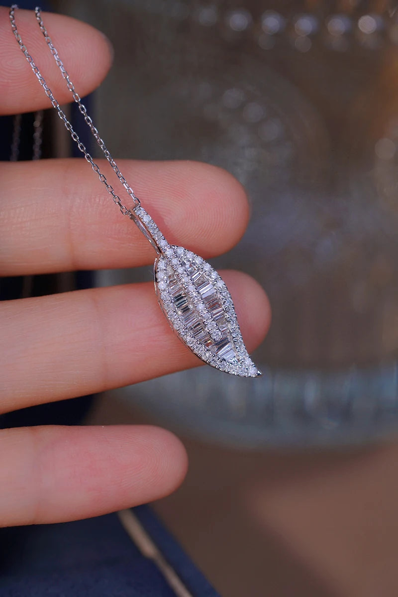 18K White Gold Real Natural Diamond Pendant Necklace for Women - Elegant Jewelry Gift for Anniversary, Birthday & Special Occasions