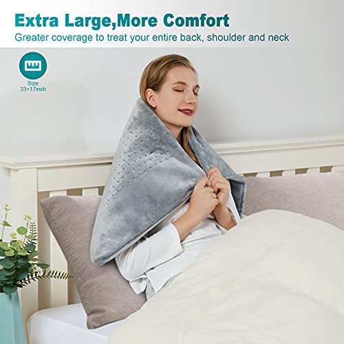 GARVEE 33x17 Inch Electric Heating Pad with Moist & Dry Therapy - Extra Large Heating Pad for Back Pain Relief, 4 Heat Settings, 2 Hour Auto Shut Off, Machine Washable - Perfect for Home, Office & Travel Use