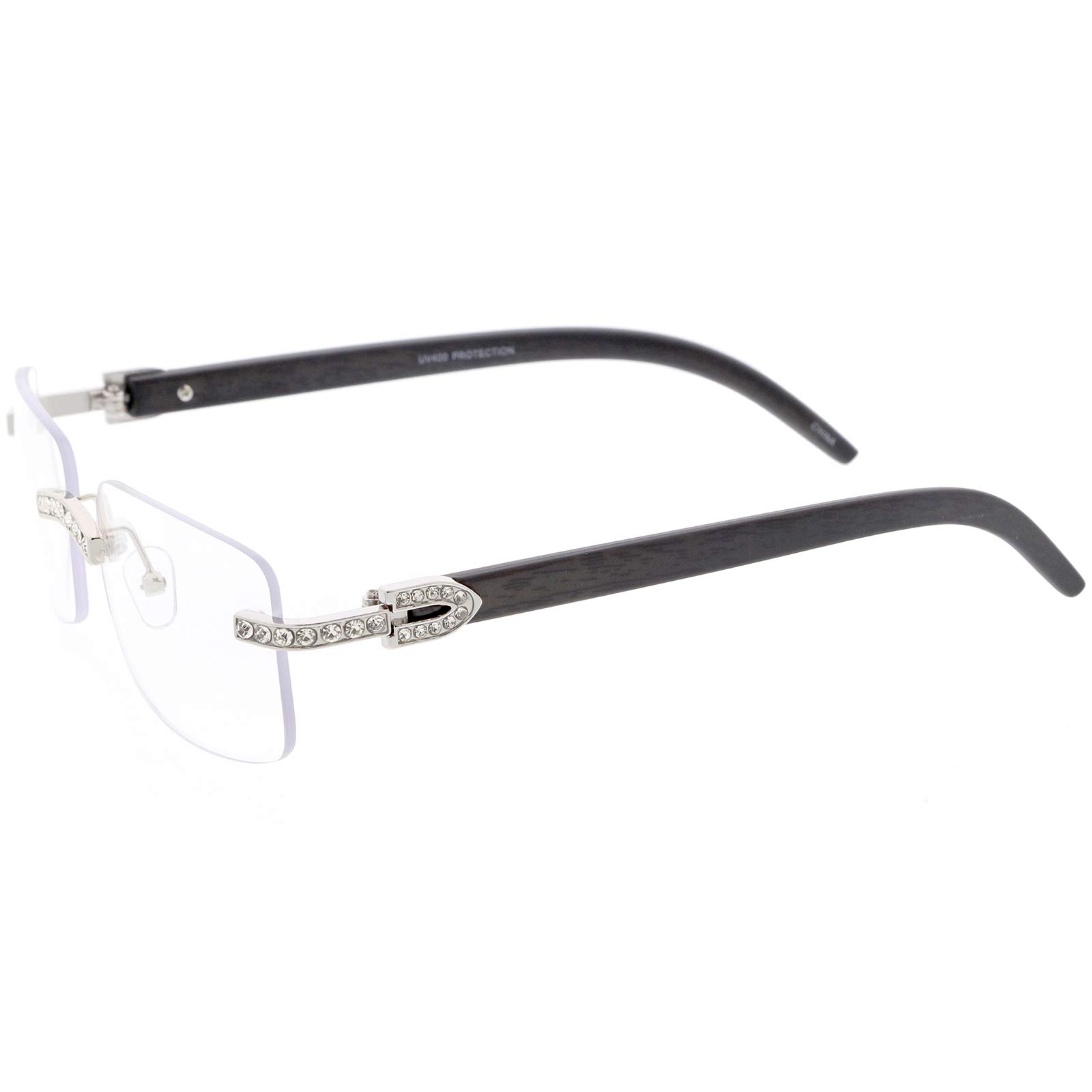 ZeroUV Premium Rhinestone-Embellished Blue Light Blocking Square Glasses for Screen Time & Gaming - Stylish Eye Protection for Work & Study