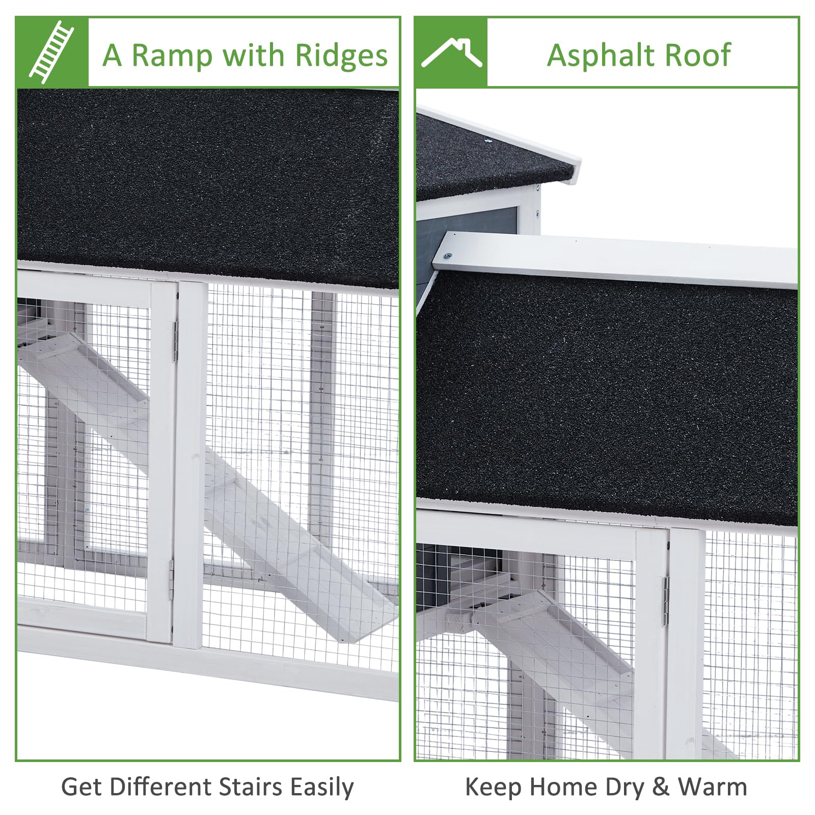 54in Wooden Rabbit Hutch for Outdoor & Indoor Use - Weatherproof Bunny Cage with Side Runs, Removable Tray & Ramps - Ideal for Rabbits, Chickens, Guinea Pigs & Small Pets - Perfect for Backyard, Garden or Indoor Pet Housing