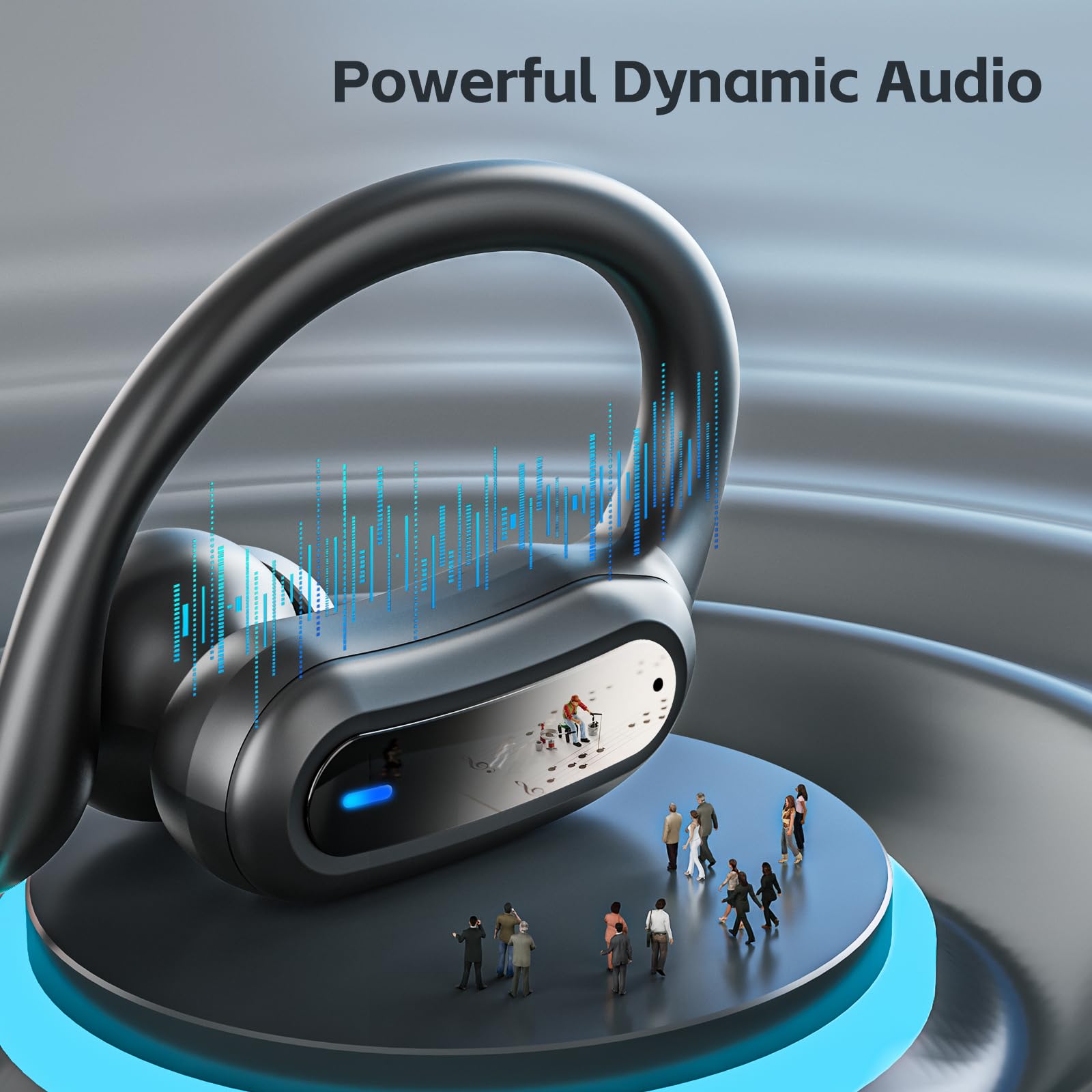 TRAUSI Wireless Bluetooth 5.3 Earbuds with Noise Cancelling Mic, IP7 Waterproof Stereo Headphones for Running, Workout, Gym & Travel - Silver | Perfect for Sports, Commuting & Outdoor Activities