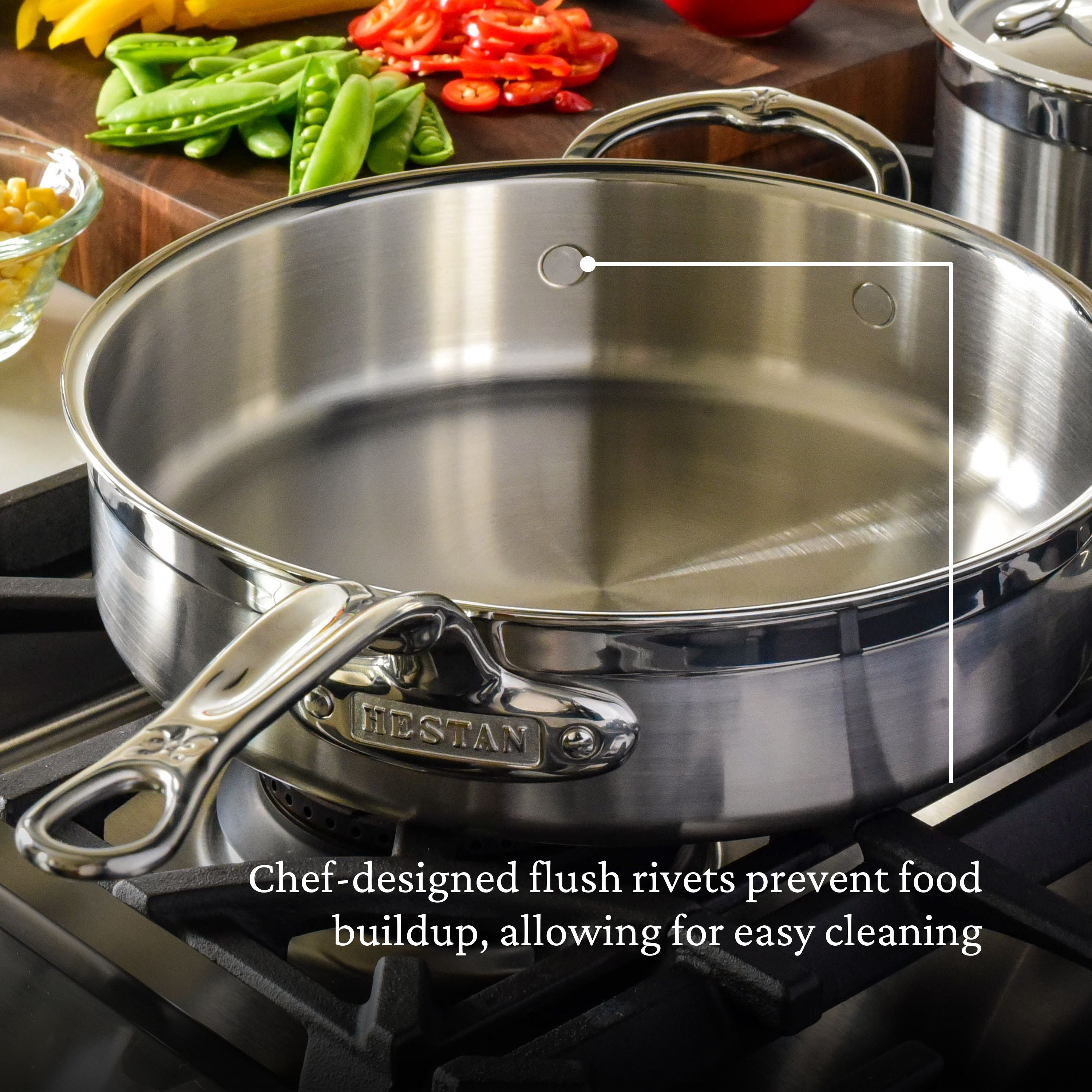 Hestan Probond Nonstick Covered Saute Pan with Helper Handle - Premium Cookware for Home Chefs & Professional Kitchens - Perfect for Searing, Frying & Sauteing Vegetables, Meats & More