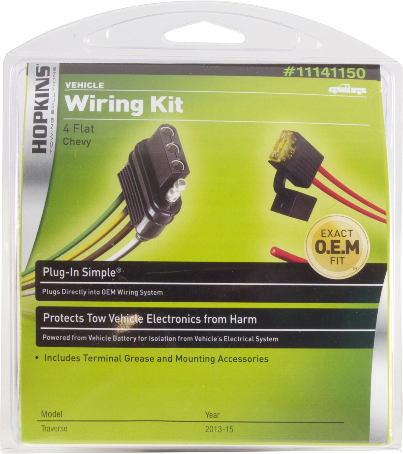 Hopkins 41150 7-Way RV Blade Trailer Wiring Kit - Heavy Duty Towing Harness for Safe and Reliable Electrical Connection - Perfect for Trailers, Campers, and Towing Vehicles