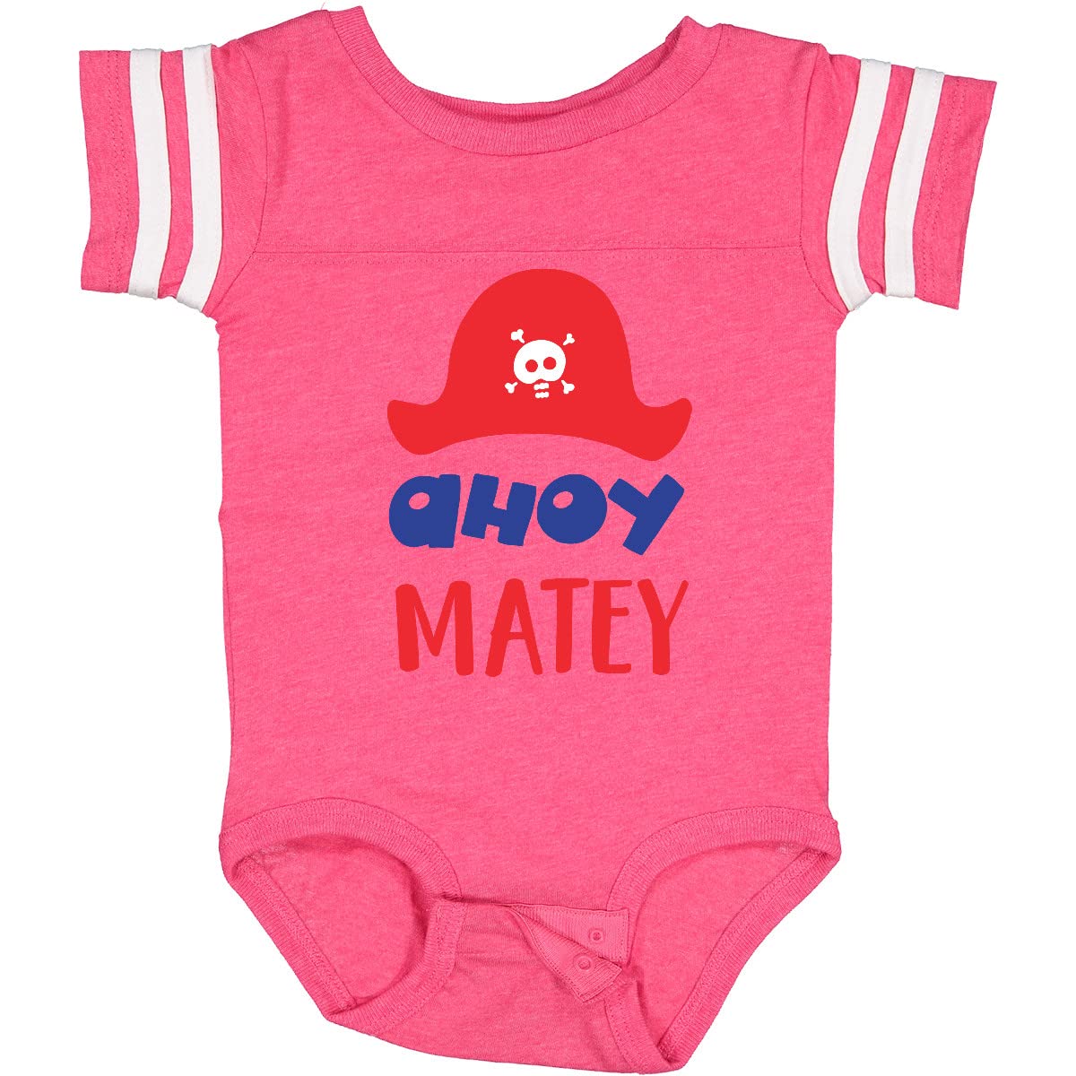 Inktastic Ahoy Matey Pirate Hat with Skull & Bones Design - Cute Baby Bodysuit for Boys & Girls - Perfect for Pirate Themed Parties, Halloween Costumes & Nautical Outfits