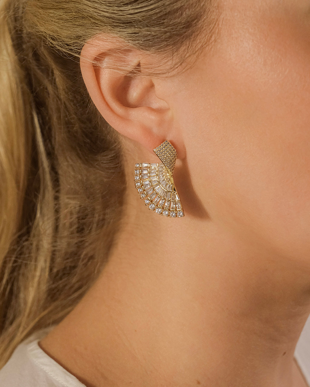 Hartford CZ Fan Drop Stud Earrings - Sparkling Cubic Zirconia Dangle Earrings for Women, Perfect for Parties, Weddings & Everyday Wear