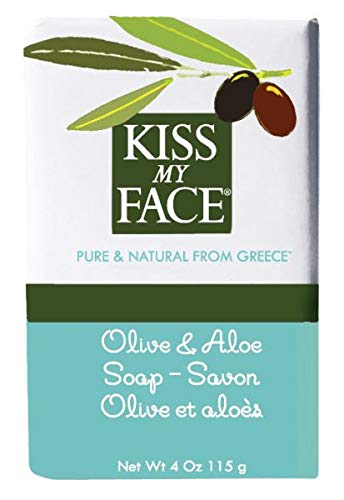 Kiss My Face Olive & Aloe Bar Soap (Pack of 2) - Natural Moisturizing Soap for Sensitive Skin - Perfect for Daily Face & Body Cleansing at Home or Travel