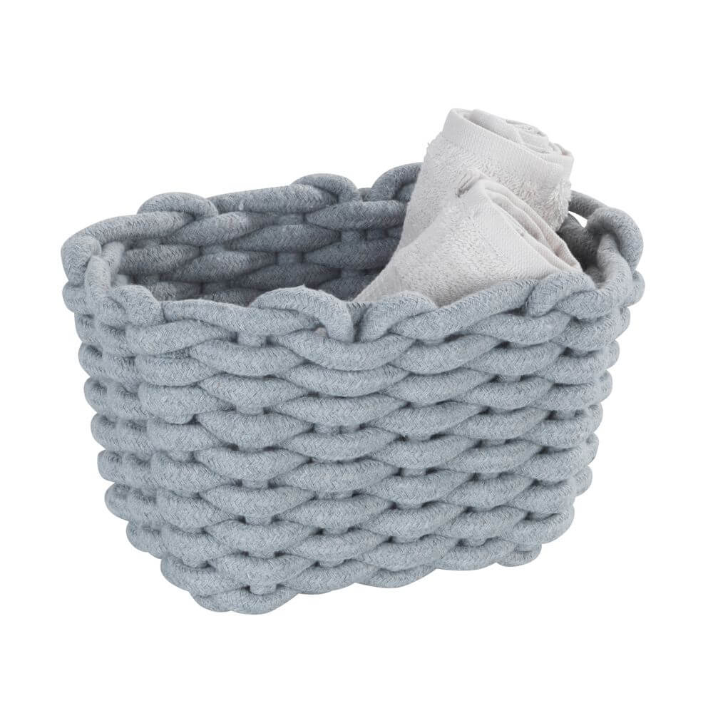 Small Tia Rectangular Woven Storage Basket - Organizer for Bathroom, Nursery, Living Room & Office Decor