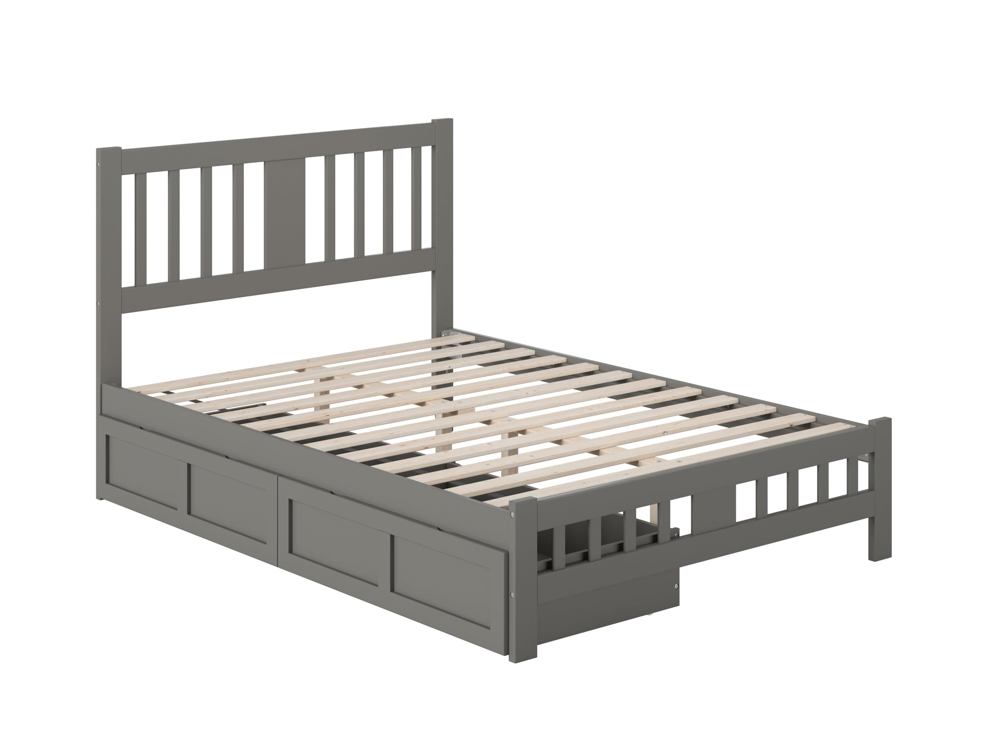 AFI Tahoe Full Size Platform Bed with Footboard & Storage Drawers in Grey - Modern Bedroom Furniture for Small Spaces & Guest Rooms
