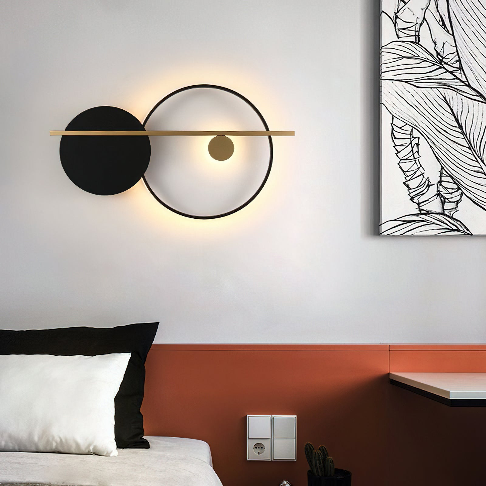 Modern Double Circle Wall Light - Sleek LED Sconce for Bedroom, Living Room & Hallway Decor - Energy Efficient Indoor Lighting Fixture