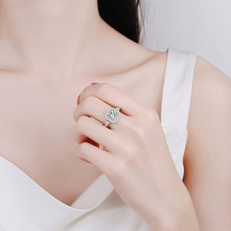 2 Carat D Color VVS1 Asscher Cut Moissanite Diamond Ring for Women - S925 Sterling Silver 18K Gold Plated Engagement Ring - Wedding, Valentine's Day, Birthday Gift with Certificate - Perfect for Proposals, Anniversaries & Special Occasions